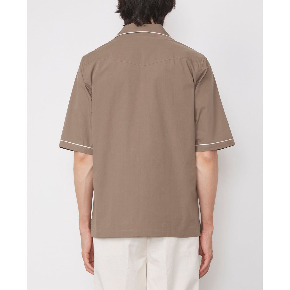 Chemise Eren Manches Courtes Passepoilée - Taupe/Écru - Homme