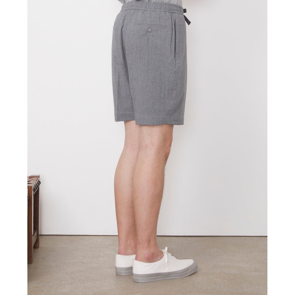 Short Phil Sht Itl Cot Seersucker - Mid Grey