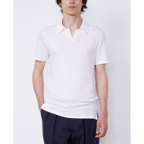 Tee Shirt Simon Piece Dyed French Linen - White
