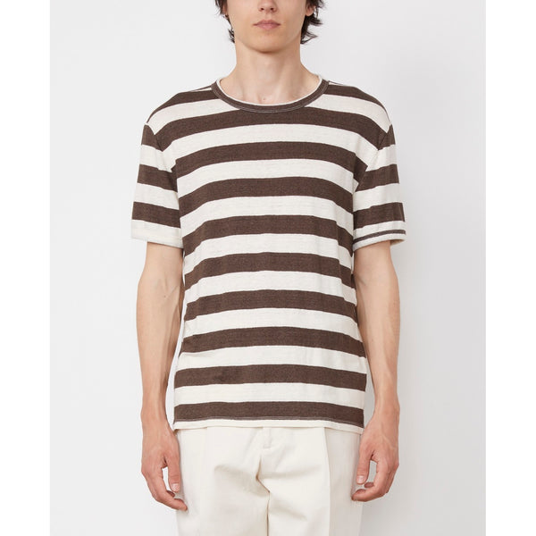 Tee Shirt Ss Tee French Linen Big Stripe - Heather Cocoa/Ecru