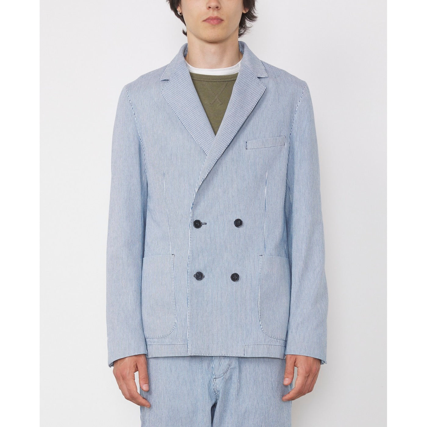 Tlg Veste Leon Jkt Jap Cot Hemp Hickory - White/Indigo