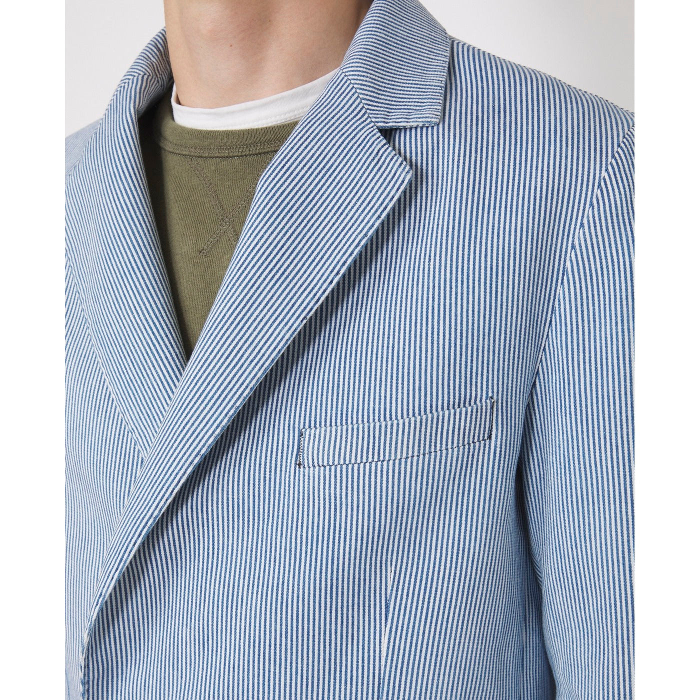 Tlg Veste Leon Jkt Jap Cot Hemp Hickory - White/Indigo