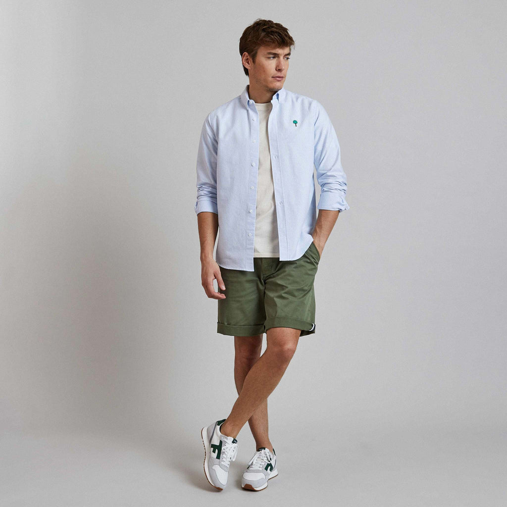 Chemise Rayée Blanche & Bleue Ivoy - Homme