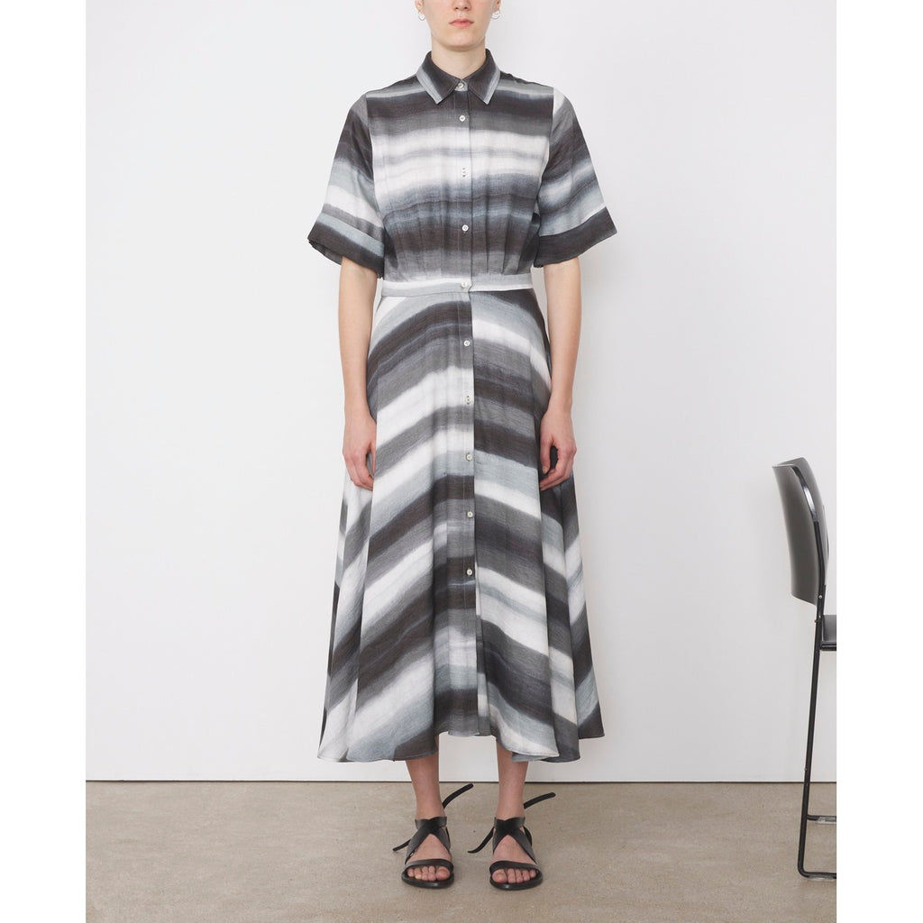 Robe + Nadia Drs Tie Dye Itl Linen - Grey/Cream