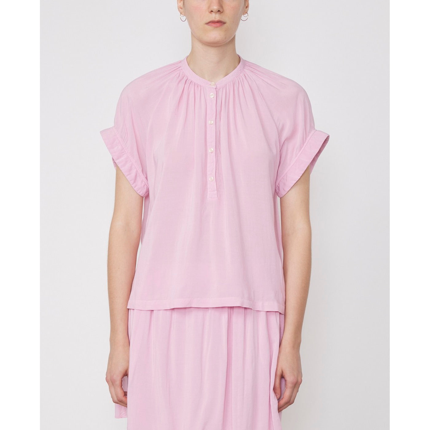 Chemise Nolwenn Bnd Col Pgm Dye Itl Vi - Pink