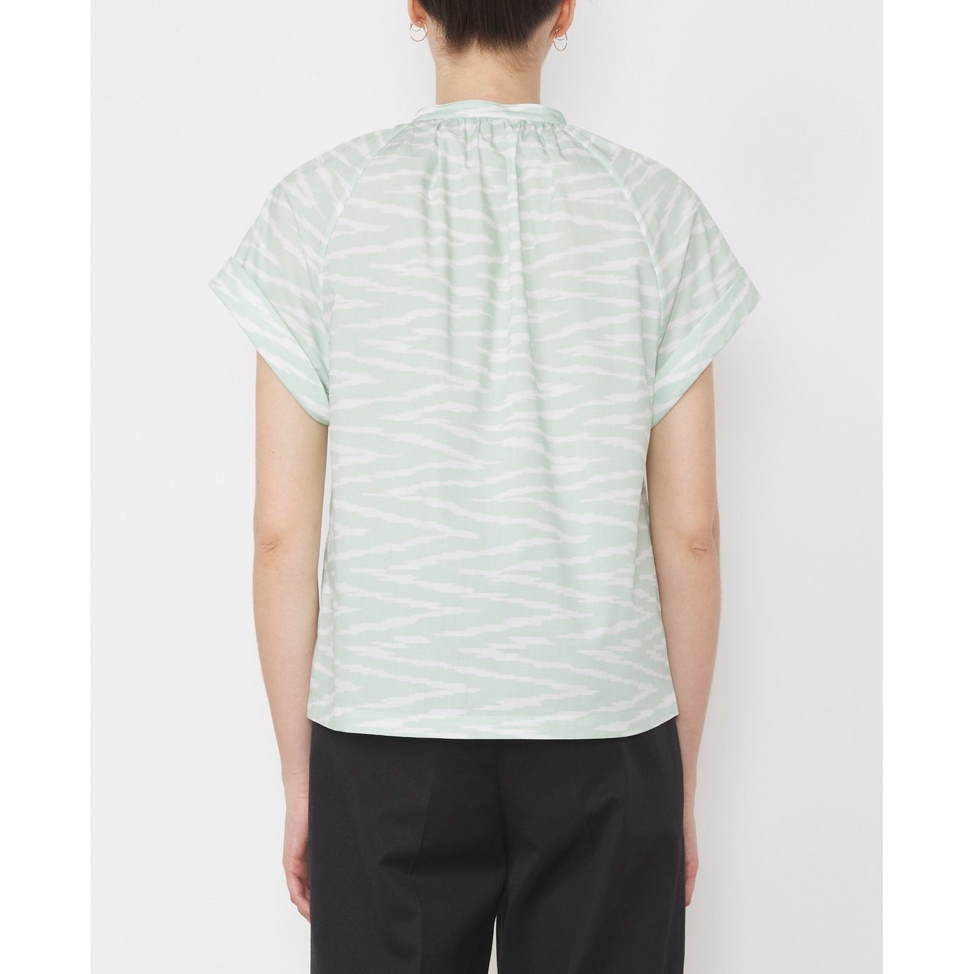 Chemise Nolwenn Shi Itl Ikat Print Cot - White/Mint
