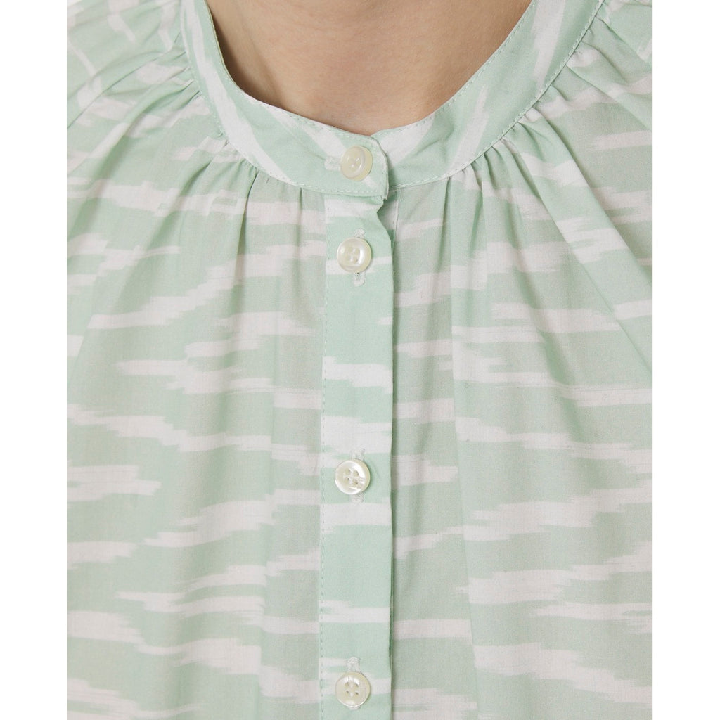 Chemise Nolwenn Shi Itl Ikat Print Cot - White/Mint