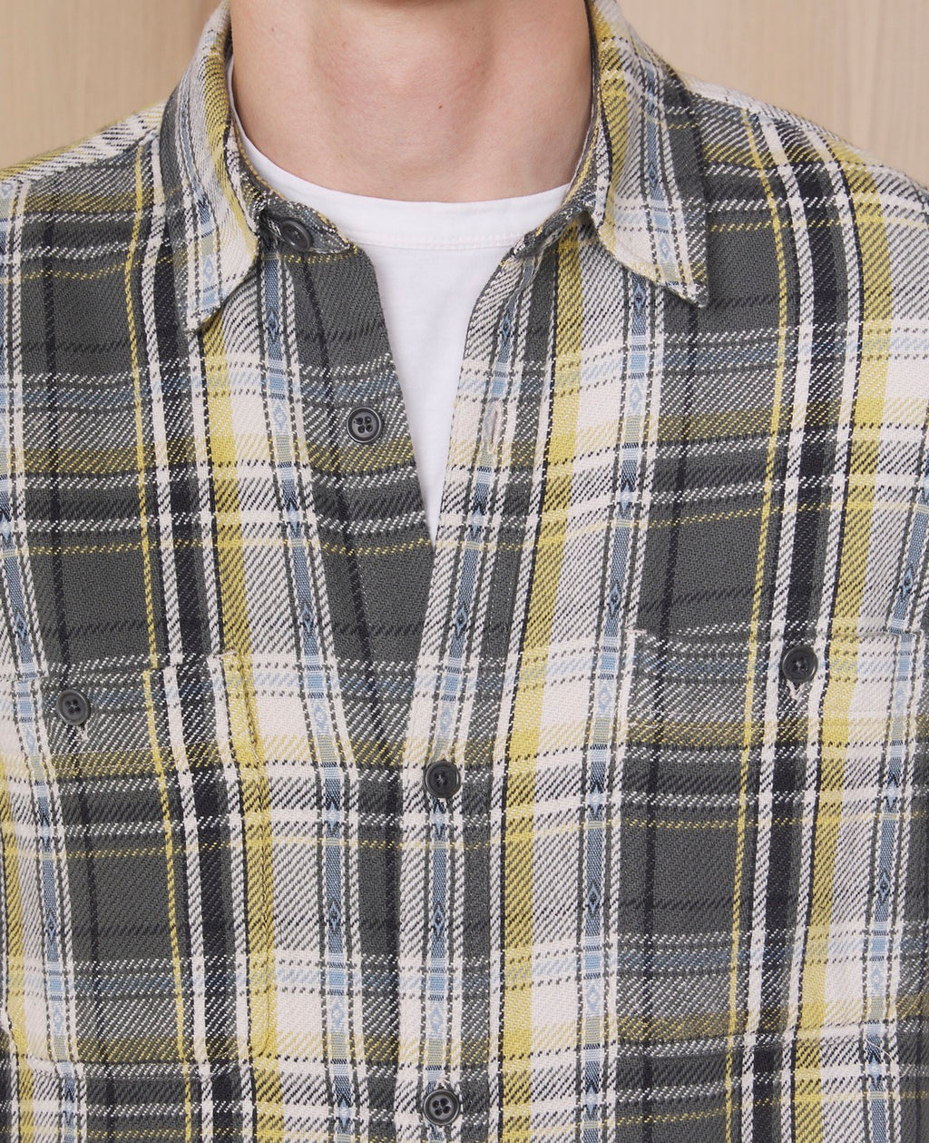 Chemise Ahmad Jap Co Indian Twill - Olive/Ecru/Mustard