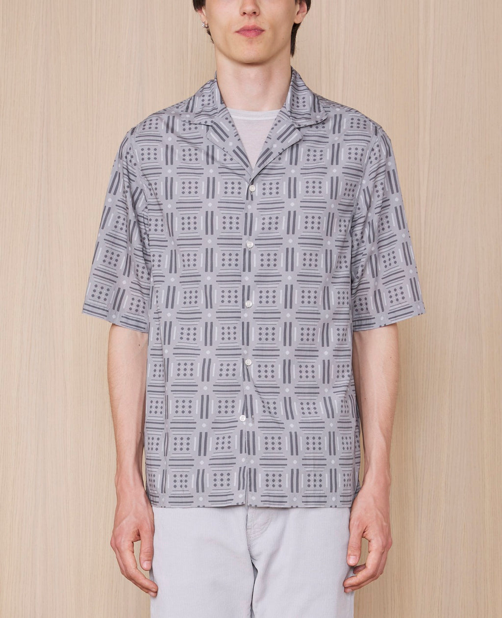Chemise Eren Ss Itl Cly Co Geome Print - Grey/Dkgrey/White