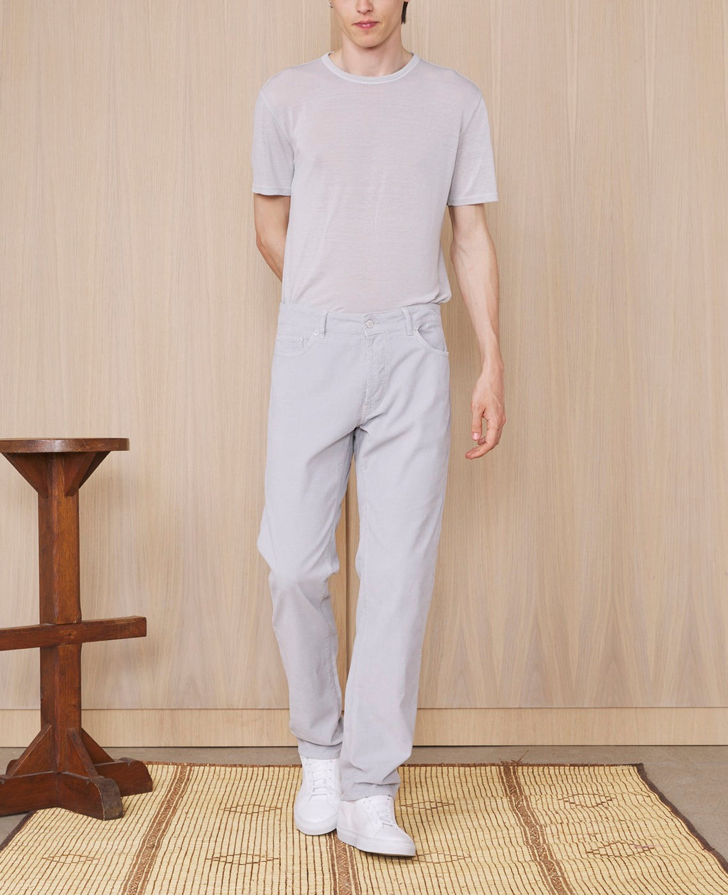Tee Shirt Ss Tee Gmt Dye Lyocell Linen - Silver Grey
