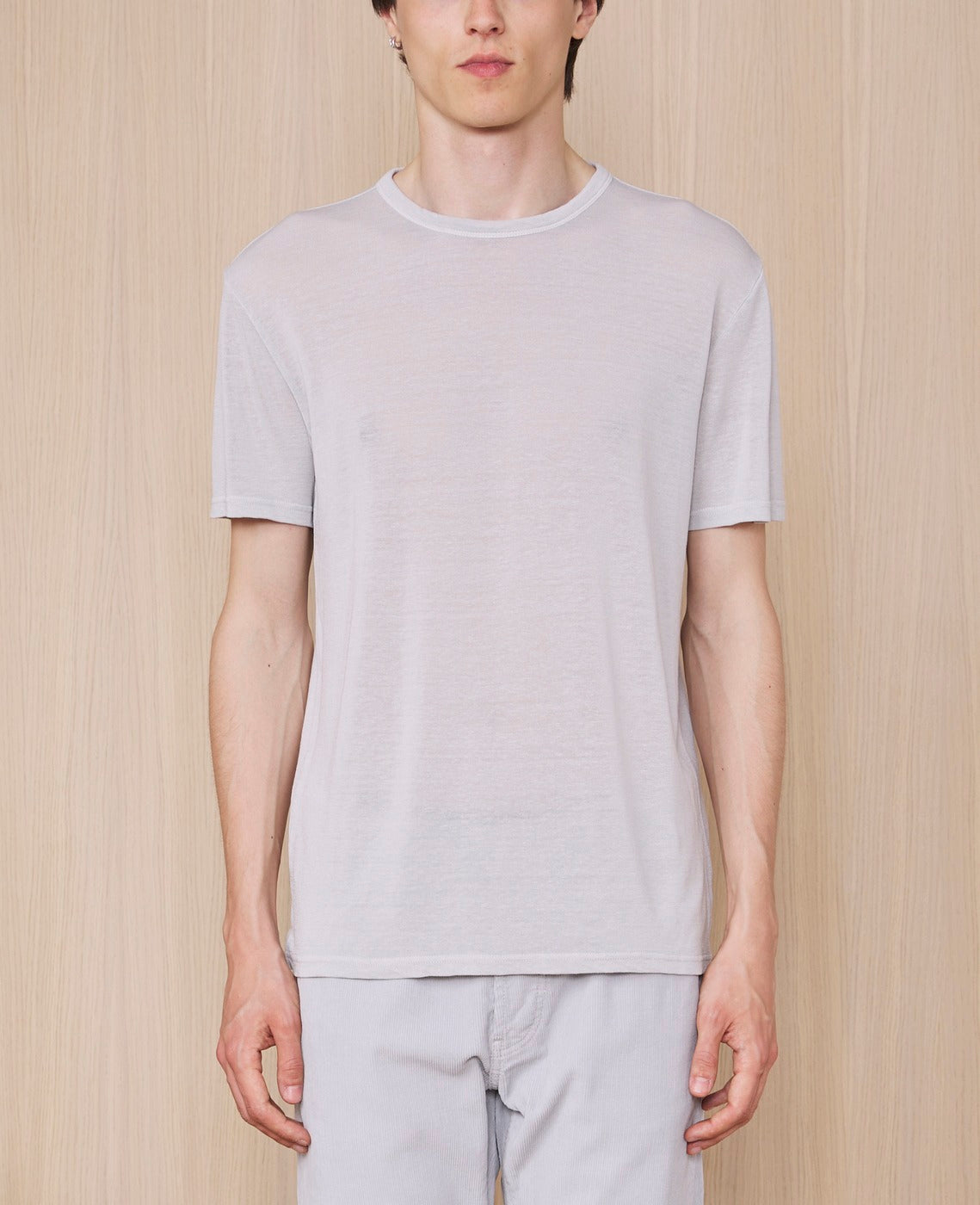 Tee Shirt Ss Tee Gmt Dye Lyocell Linen - Silver Grey