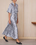 Robe + Nadia Band Silk Abstract Print - Grey/Mdgrey/Dkgrey