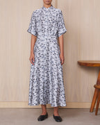 Robe + Nadia Band Silk Abstract Print - Grey/Mdgrey/Dkgrey
