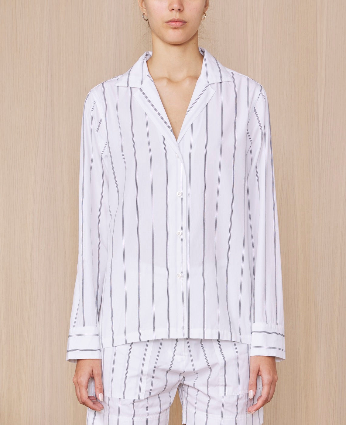 Chemise Christelle Co Satin Stripe - White/Black