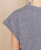 Camiseta Isra - Crudo/Azul marino oscuro - Mujer