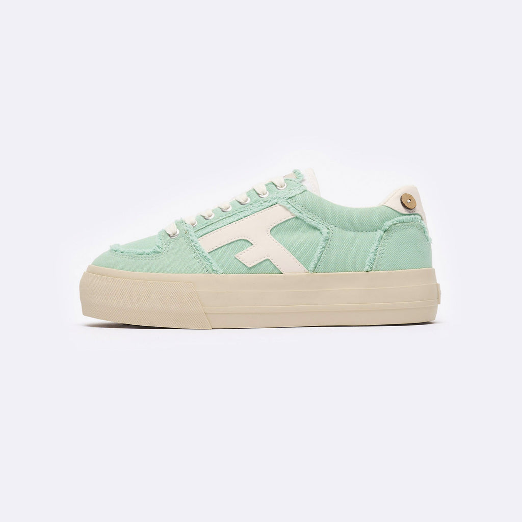 Mint Green Low-Top Tennis Trainers Walnut Platform - Women