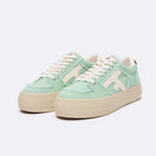Mint Green Low-Top Tennis Trainers Walnut Platform - Women
