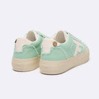 Mint Green Low-Top Tennis Trainers Walnut Platform - Women