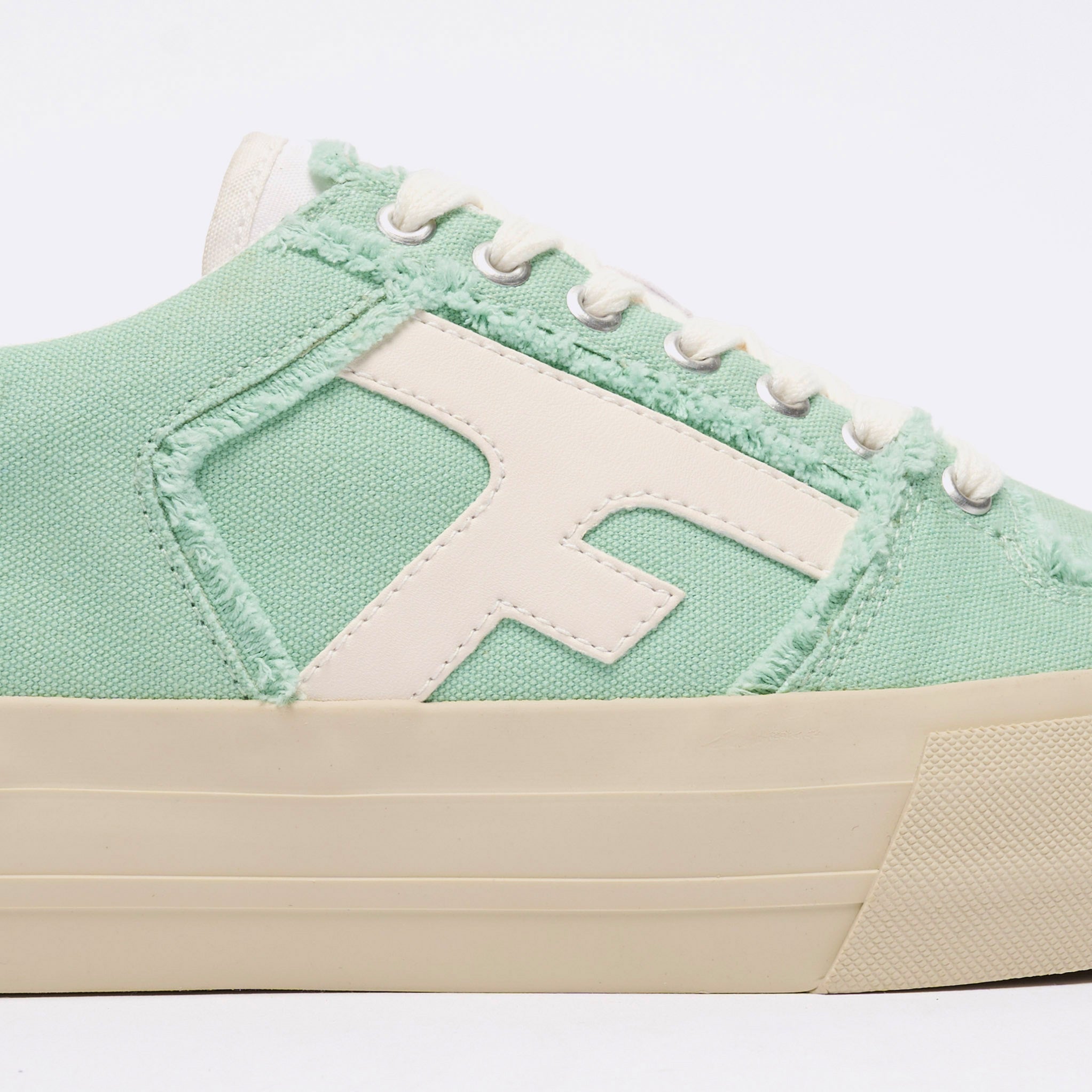 Mint Green Low-Top Tennis Trainers Walnut Platform - Women