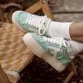 Mint Green Low-Top Tennis Trainers Walnut Platform - Women