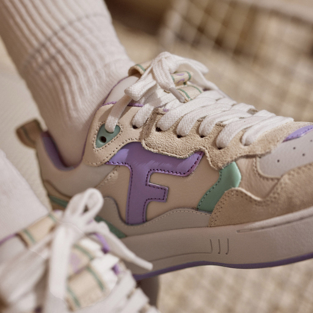 Baskets Basses Blanches & Violet Clair Dahlia - Femme
