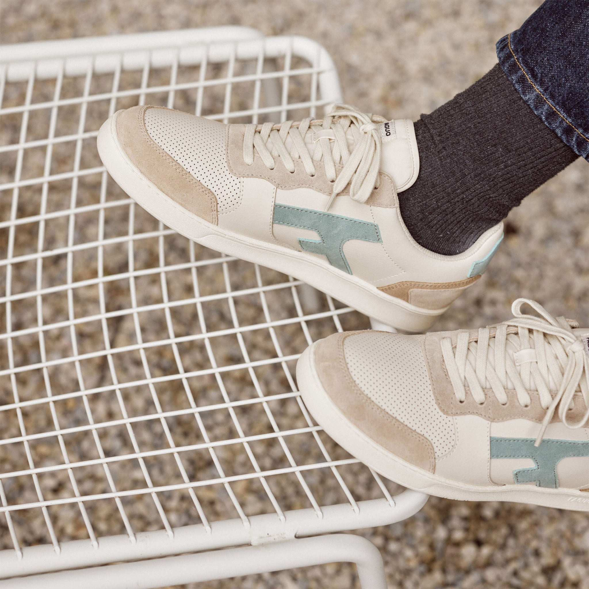 Baskets Basses Écrues & Bleu Clair Hazel - Homme