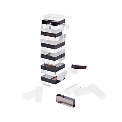 Jumbling Tower Crystal Lucite Game - Black And Transparent