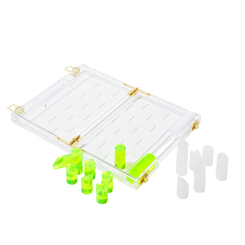 Juego de ajedrez y damas de viaje Crystal Lucite - Amarillo y transparente
