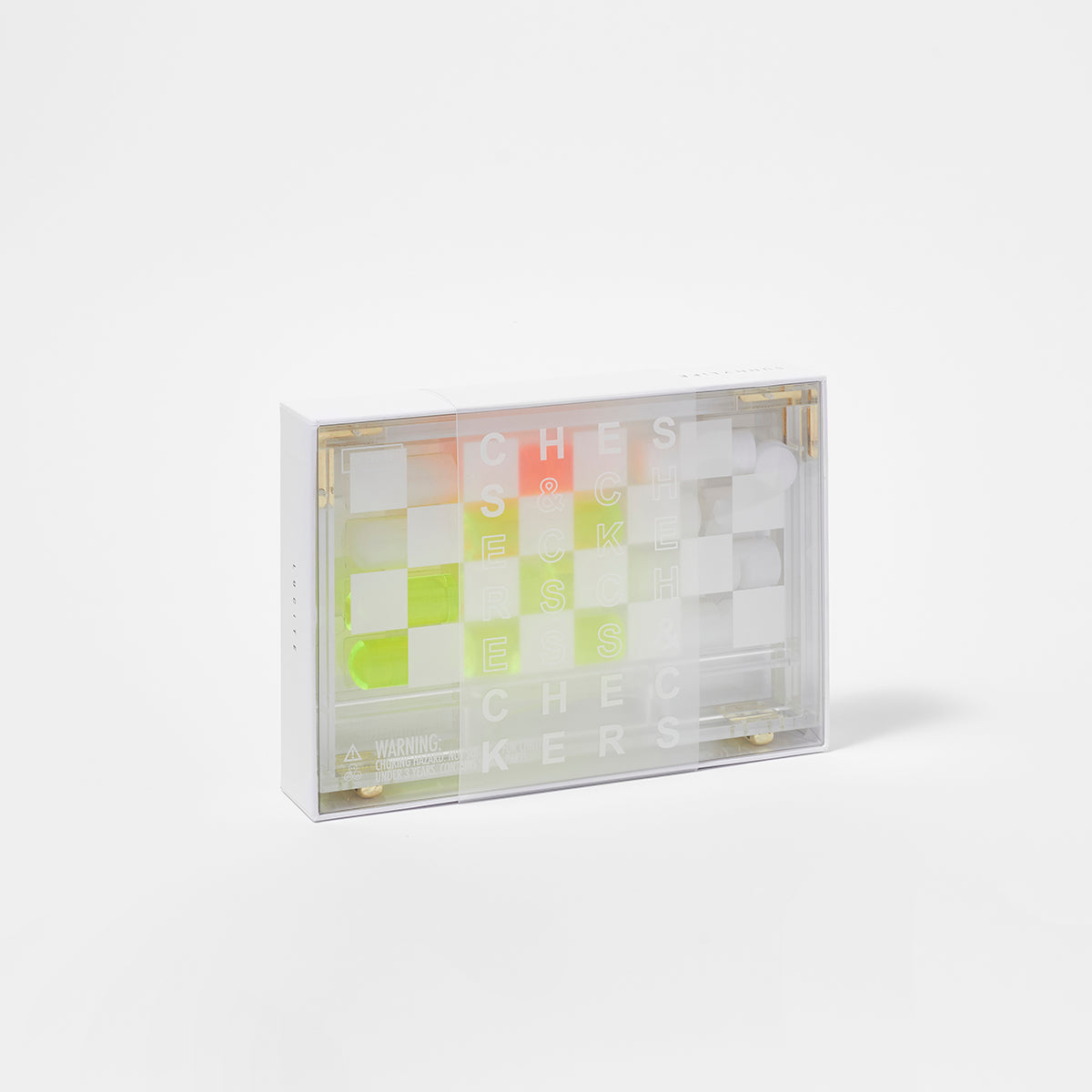 Juego de ajedrez y damas de viaje Crystal Lucite - Amarillo y transparente