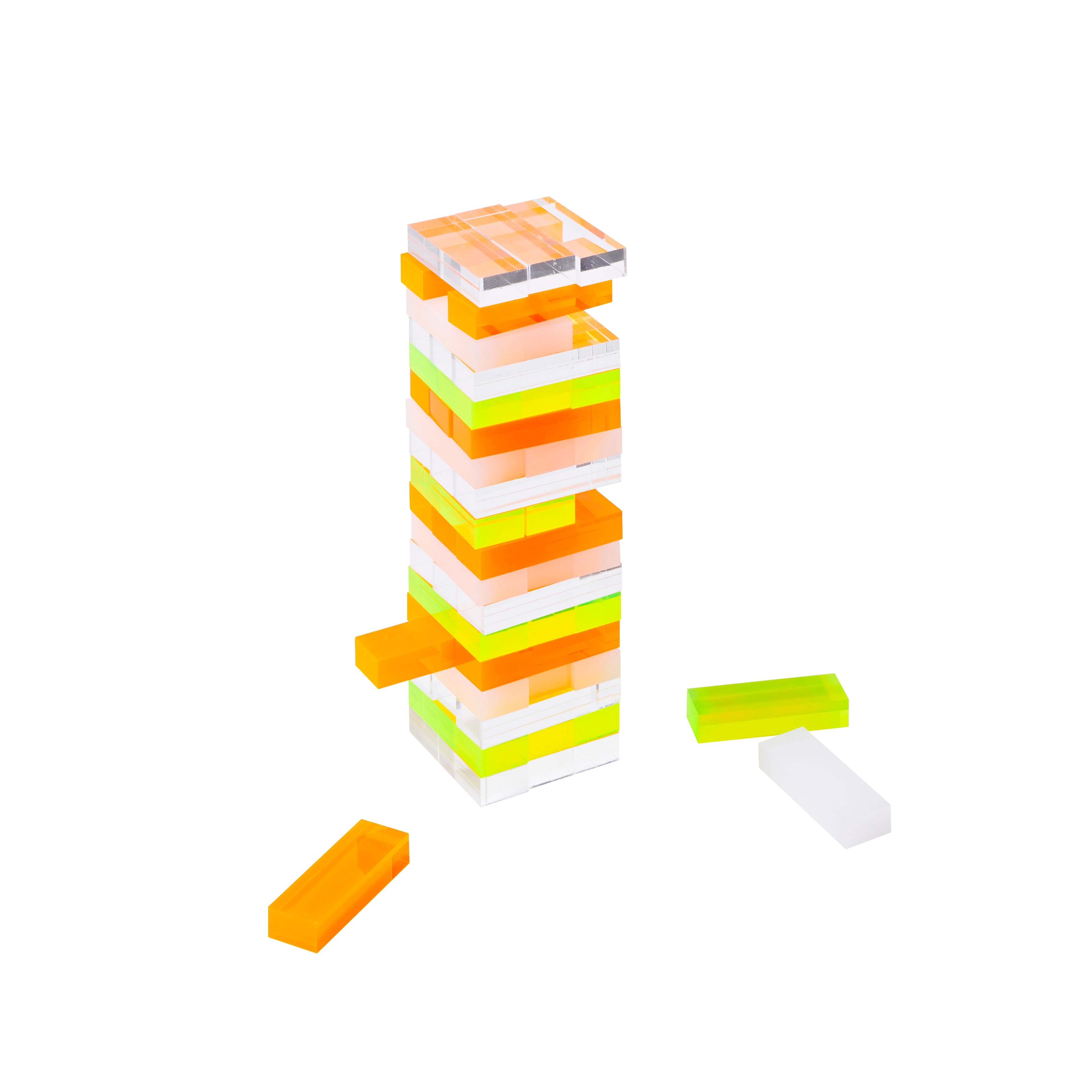 Mini juego Jumbling Tower Crystal Lucite - Amarillo y naranja
