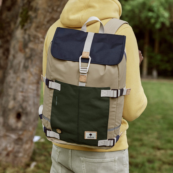 Beige & Navy & Khaki Commuter Backpack - Unisex