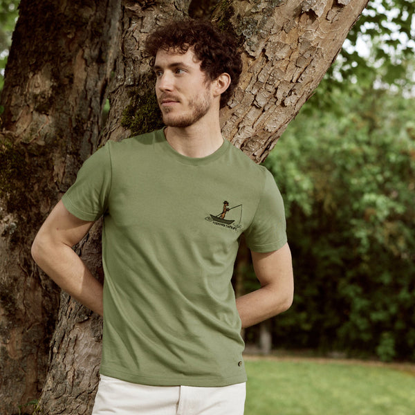 Olive Green Embroidery No Pressure T-Shirt Arcy - Men