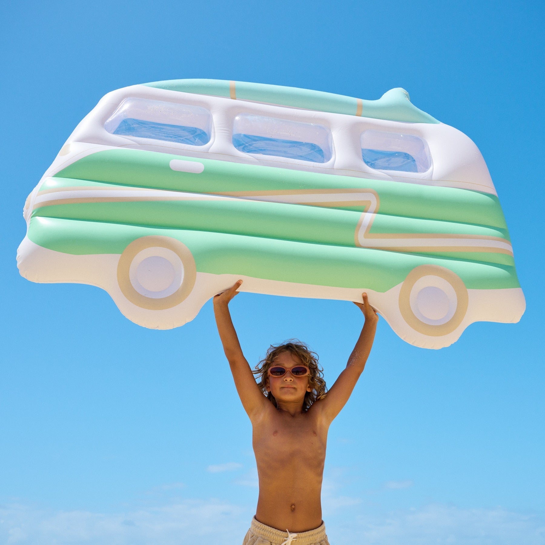 Colchón flotante para adultos Van Campervan - Estampado fondo verde