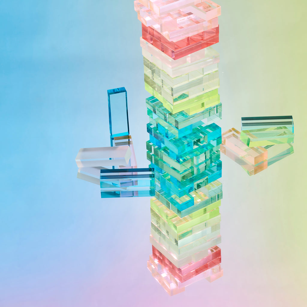 Mini Jumbling Tower Crystal Lucite Game - Multicolor