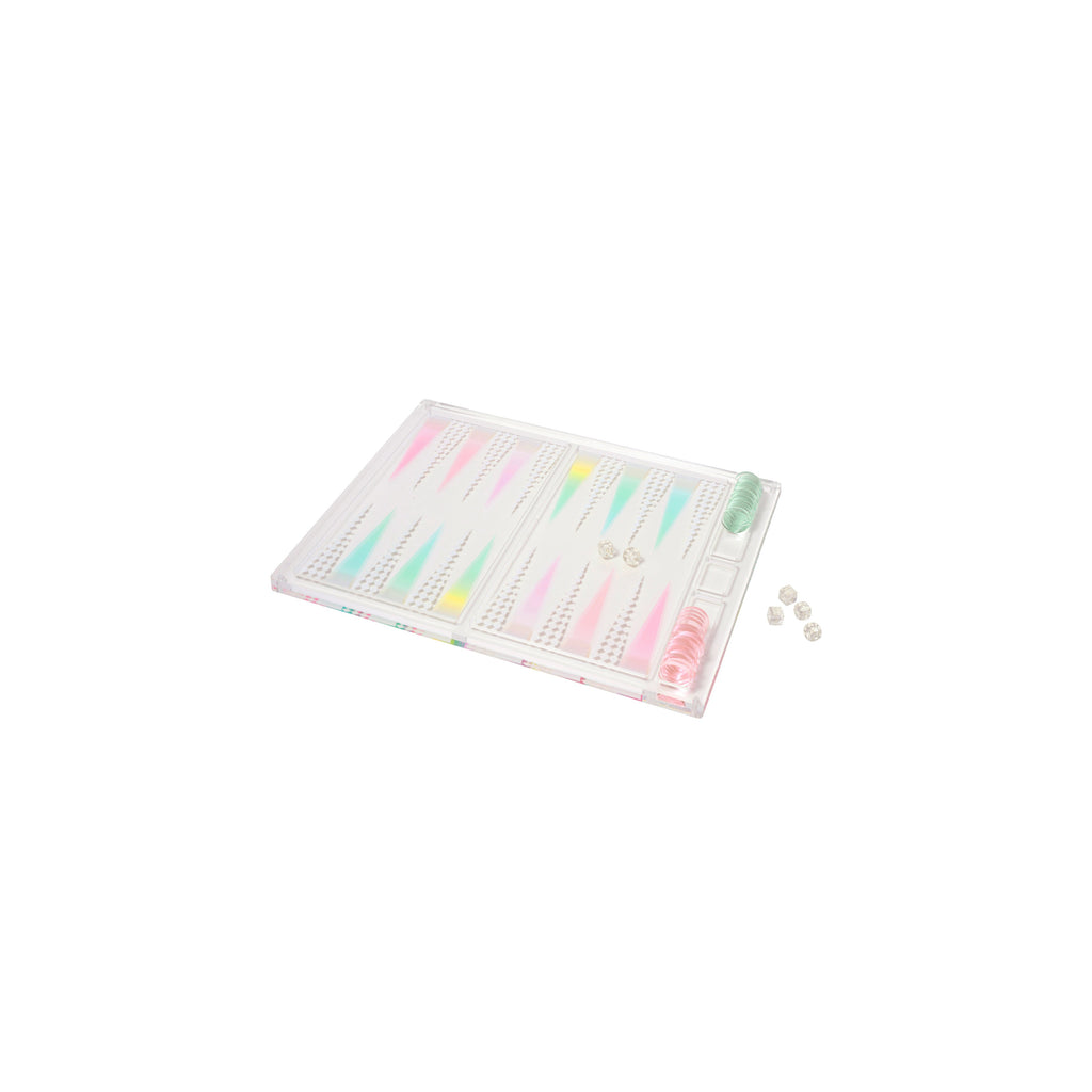 Crytal Lucite Backgammon Game Board - Multicolor