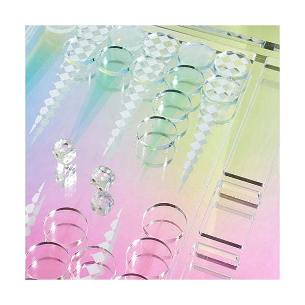 Crytal Lucite Backgammon Game Board - Multicolor