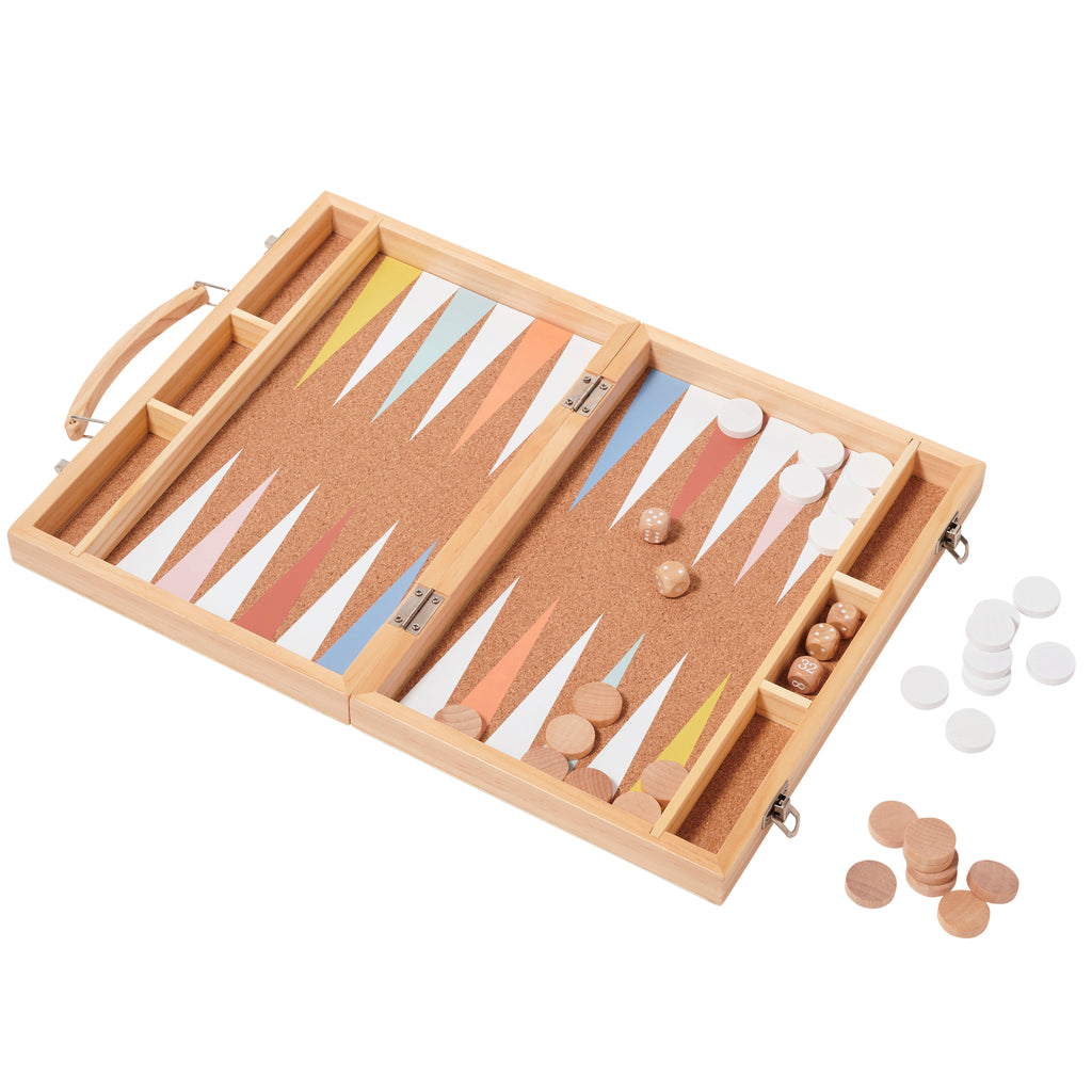 Wooden Backgammon Game - Brown Background Print