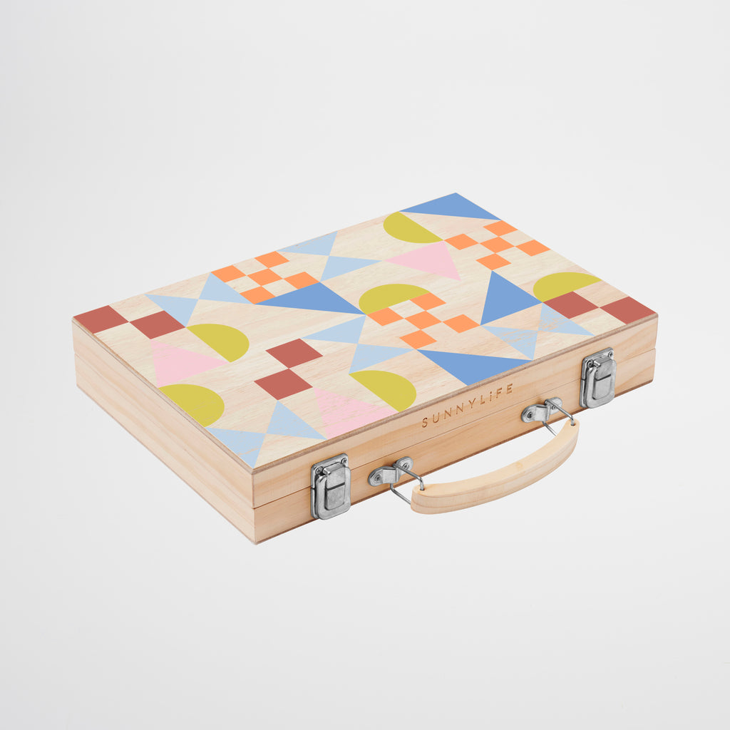 Wooden Backgammon Game - Brown Background Print