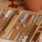 Wooden Backgammon Game - Brown Background Print