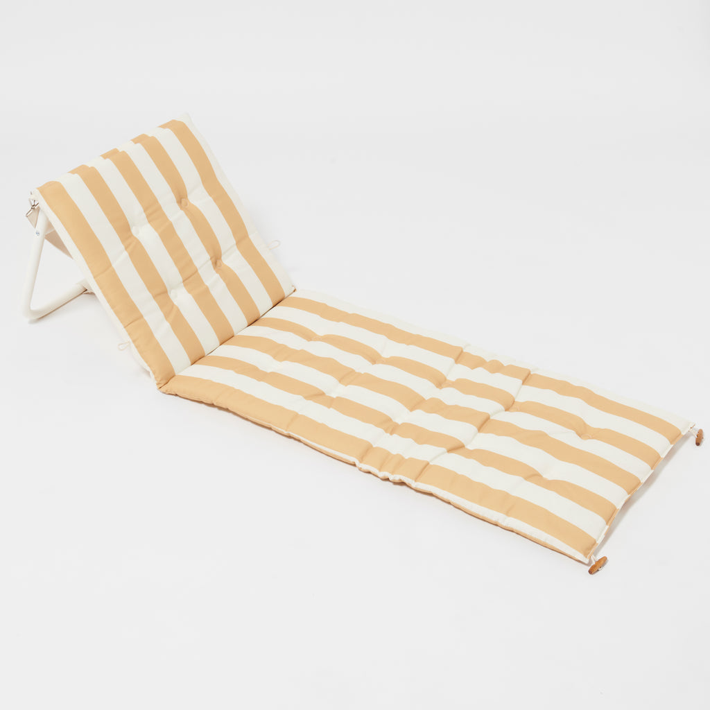 Chaise Longue Mango Bay - Rayures Moutarde Dorées