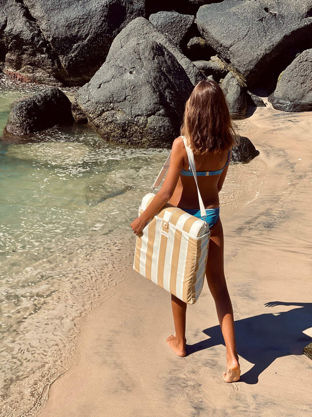 Chaise Longue Mango Bay - Rayures Moutarde Dorées