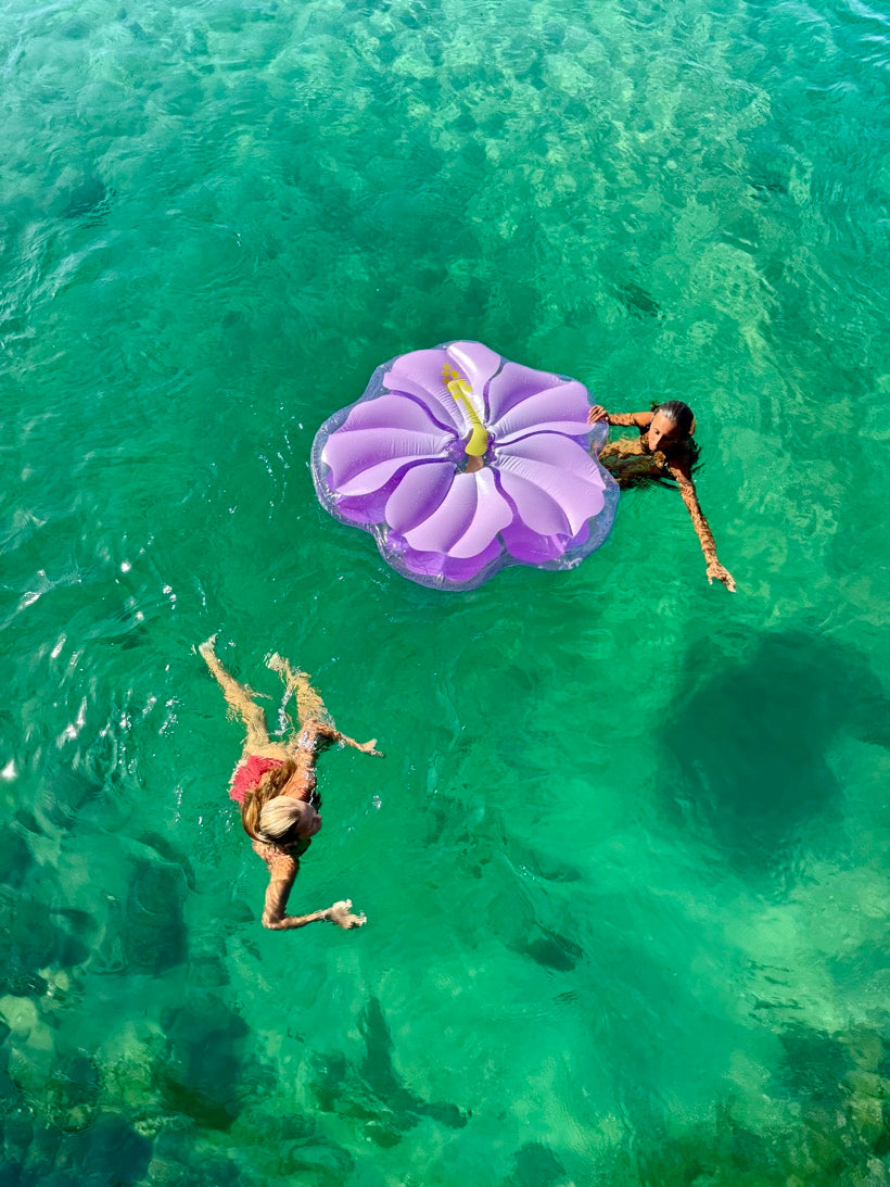 Boya inflable de lujo con flotador Hibiscus - Lila pastel
