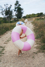 Bubblegum Tube Pool Ring - Pink Stripes