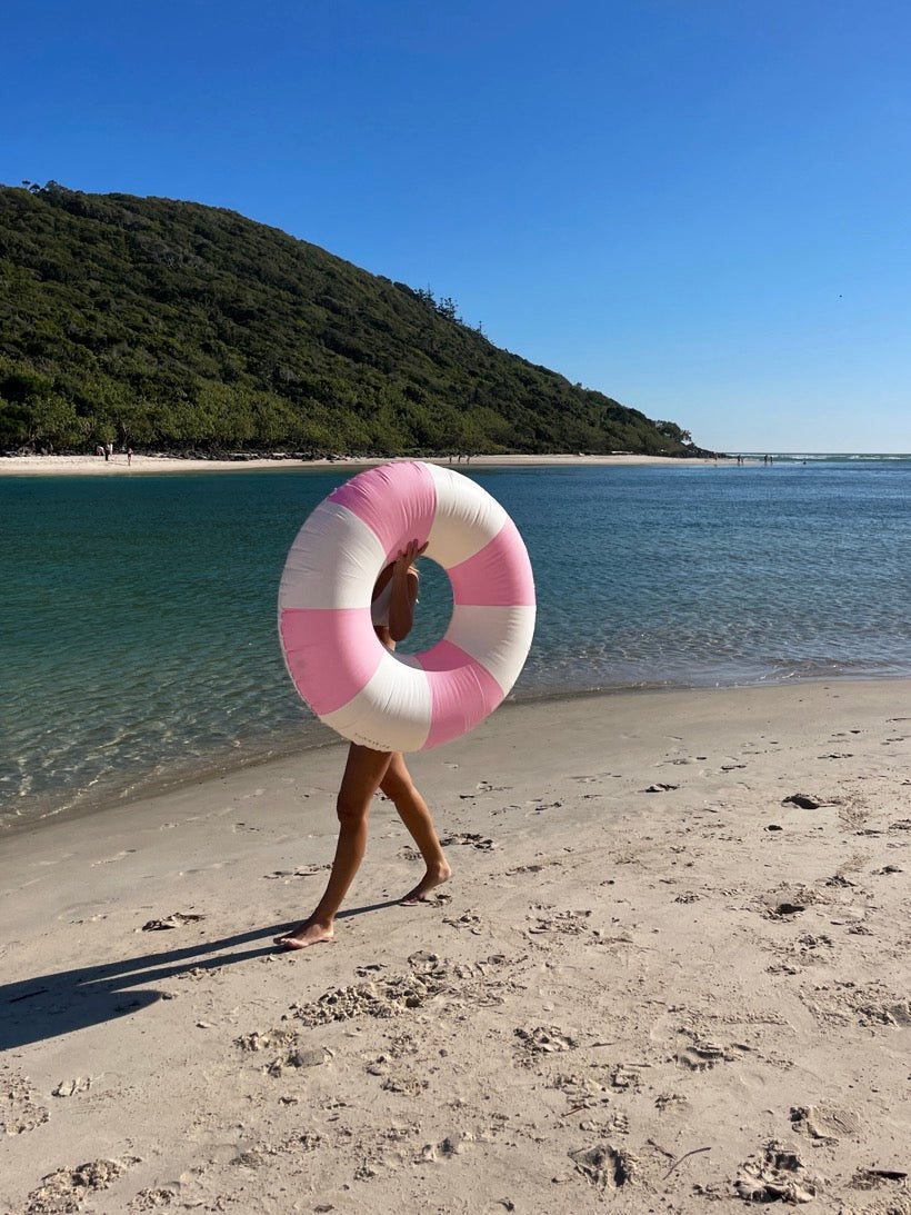 Bubblegum Tube Pool Ring - Pink Stripes