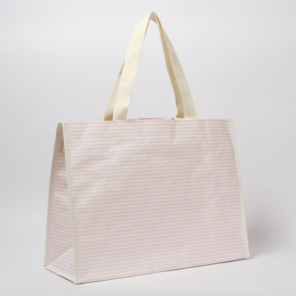 Lazy Days Beach Tote Bag - Pink Stripes