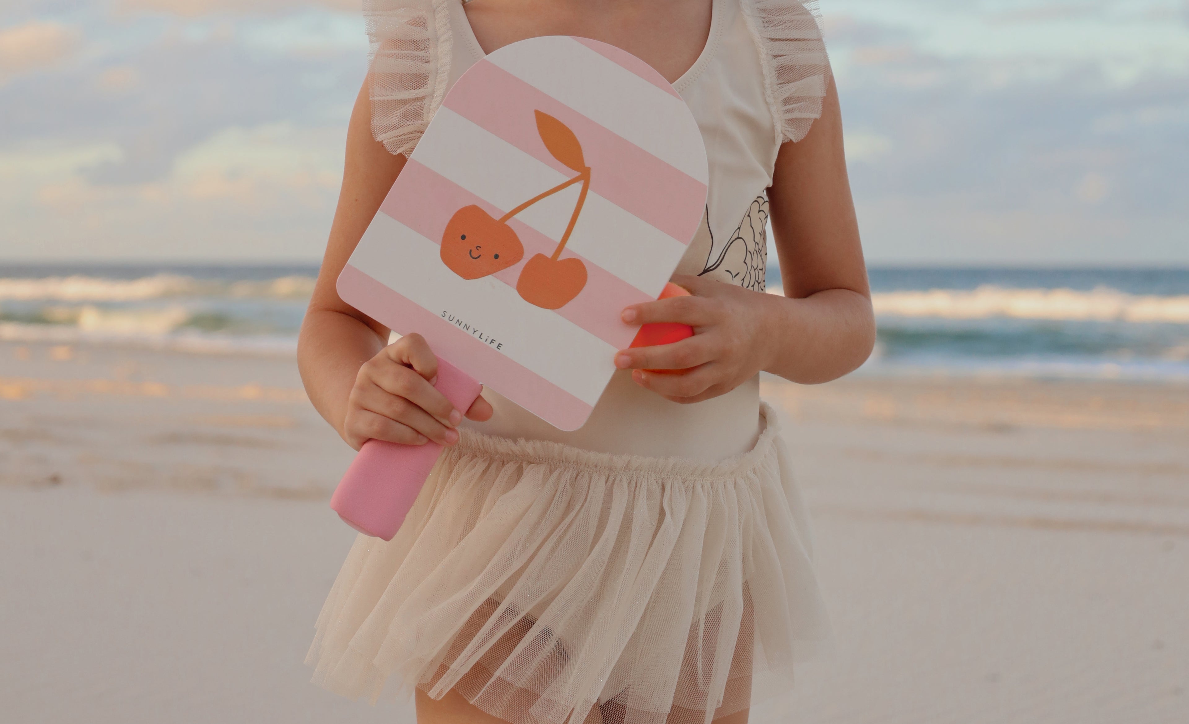 Raquettes De Plage A Scratch - Barbe A Papa/Cerises