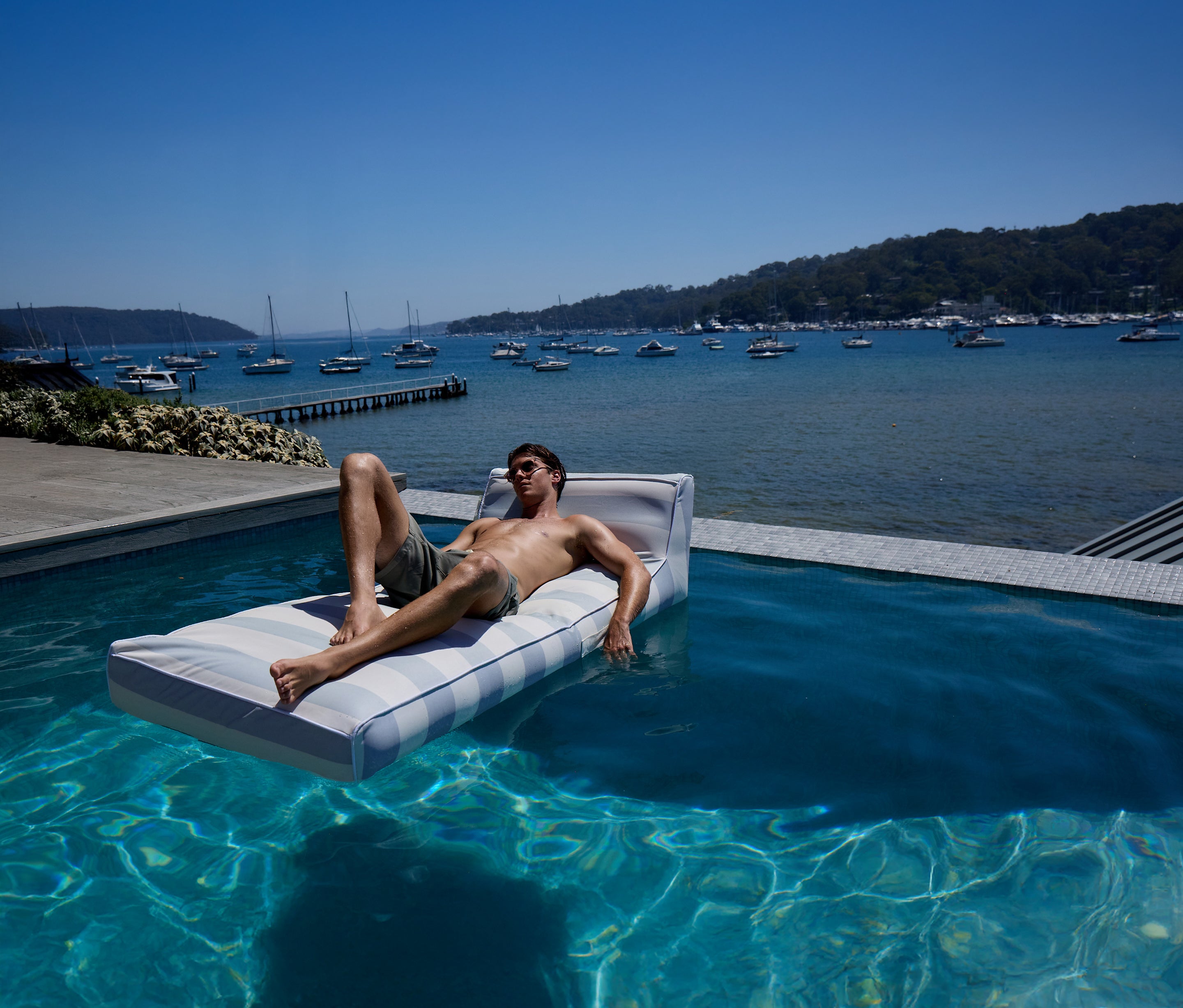 Chaise Longue Lazy Days - Rayures Bleues