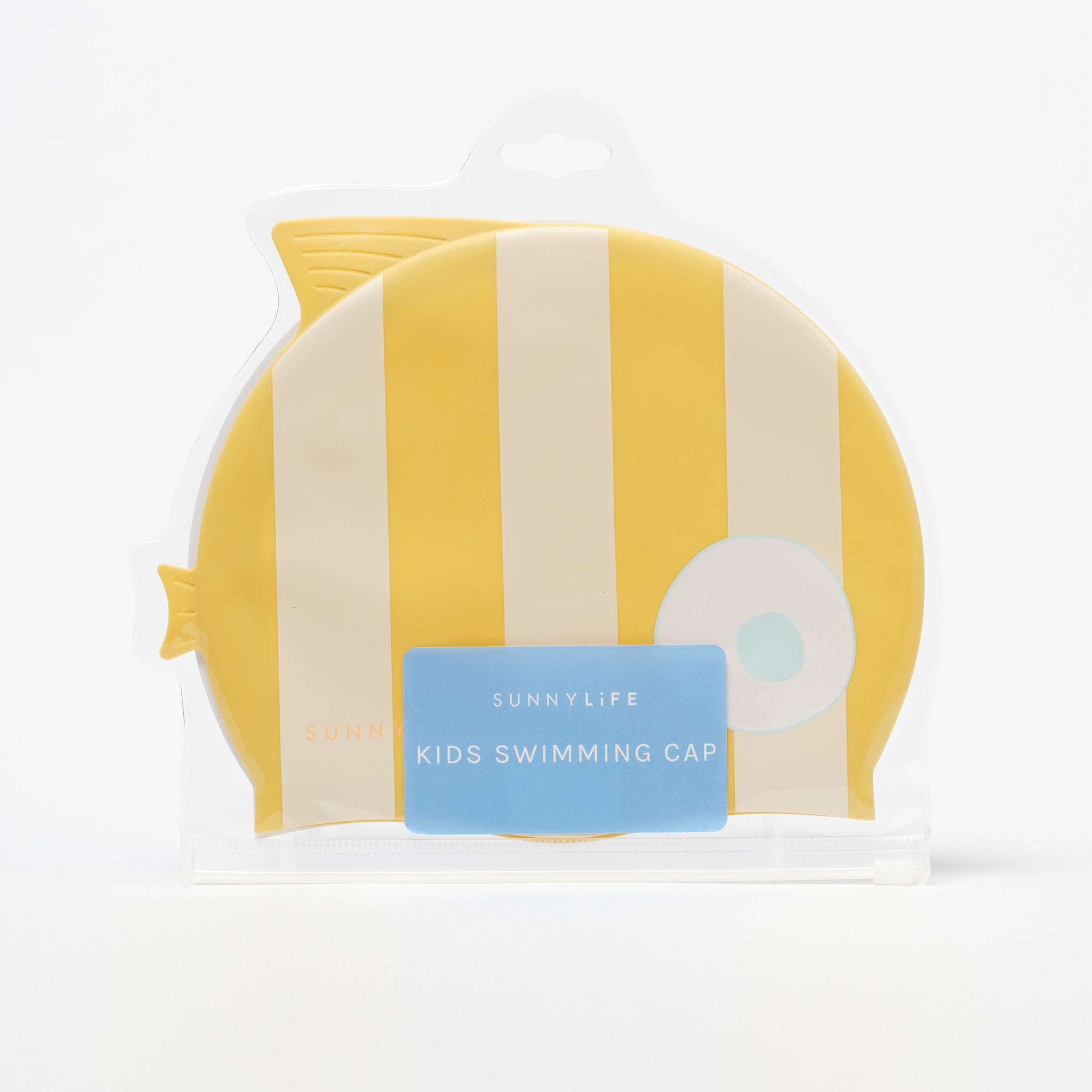 Gorro de Natación Infantil Finn El Pez Rayas Mostaza