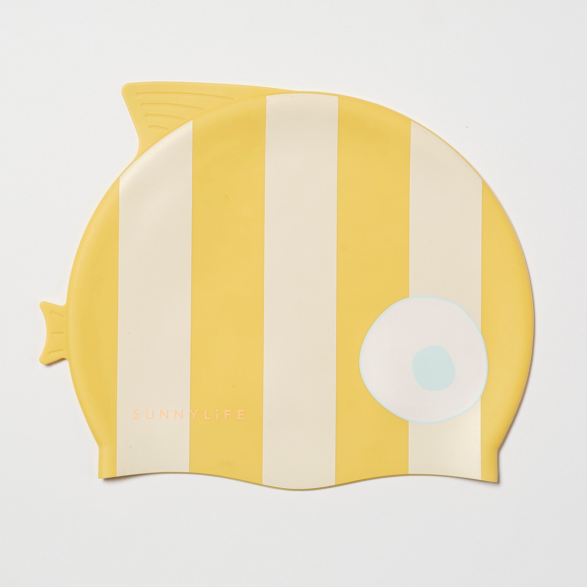 Gorro de Natación Infantil Finn El Pez Rayas Mostaza