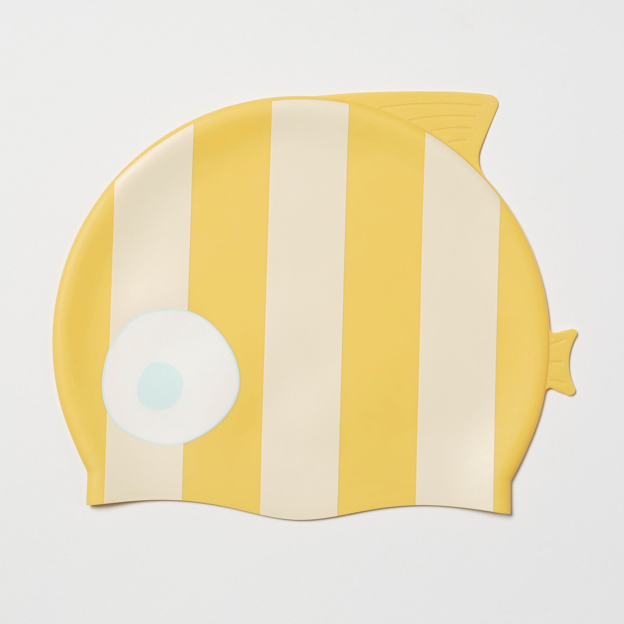 Gorro de Natación Infantil Finn El Pez Rayas Mostaza